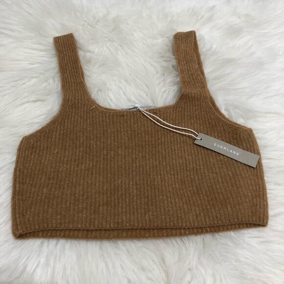 Everlane Women's‎ Tank Top Size Medium Tan Cropped Stretch Ribbed Cozy Pullover - Picture 11 of 13